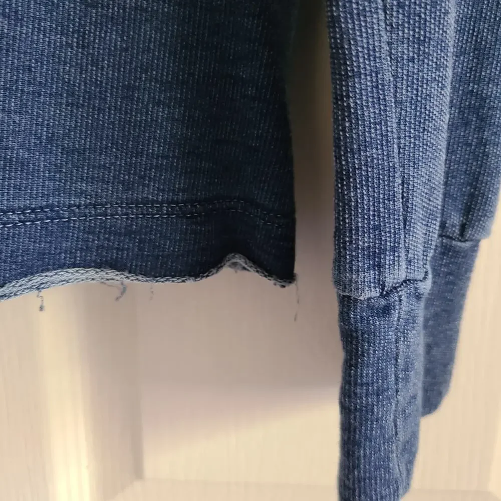 BELLA DAHL Taylor Lace-Up Raw Hem Hoodie Top Blue B9336-590 Women's Size Small - Picture 5 of 9